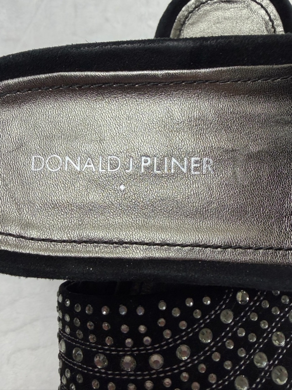 Donald Pliner Cava Slide Platform Wedge 8M Black Rhinestones Modern Chic NWOB - Picture 2 of 11